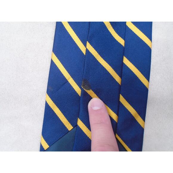 Abercrombie & Fitch Men Blue Yellow Diagonal Stripes Silk Tie - Picture 4 of 6